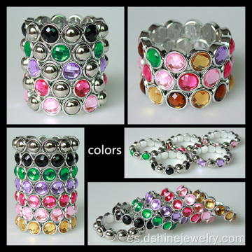 Estiramiento de acrílico rhinestone pulseras cristal bisutería